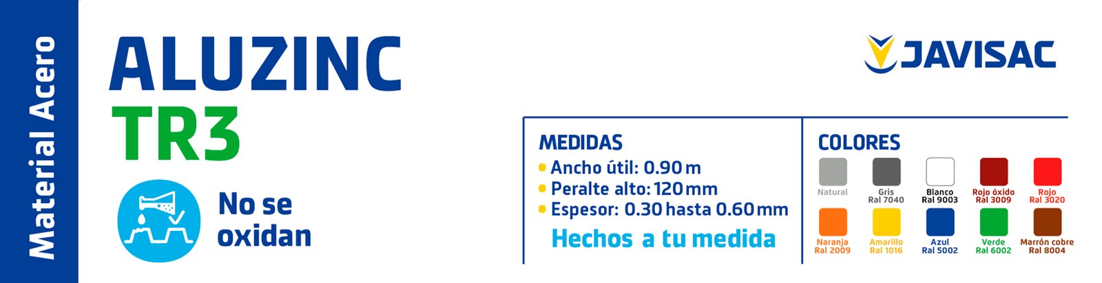 Ficha técnica: Techos de Aluzinc TR3